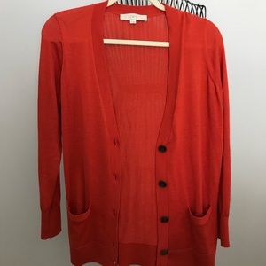 LOFT burnt orange long sleeve cardigan size LP